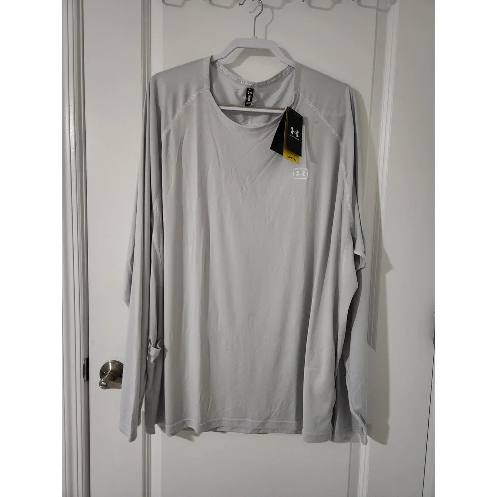 UNDER ARMOUR  Men's T-Shirt‎ Fish Elite Crew Long Sleeve UPF40 Gray Size 3XL